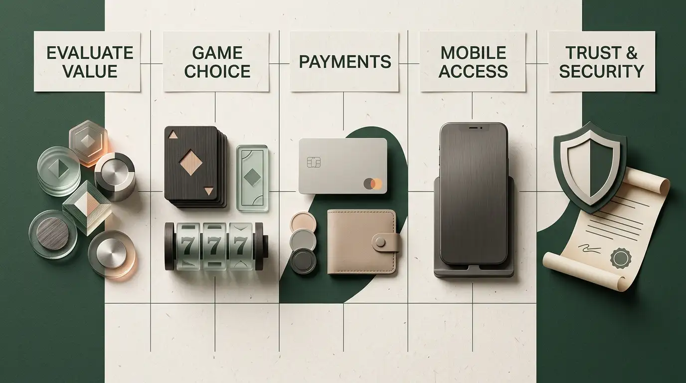 Illustration comparing a casino bonus with banking and account terms